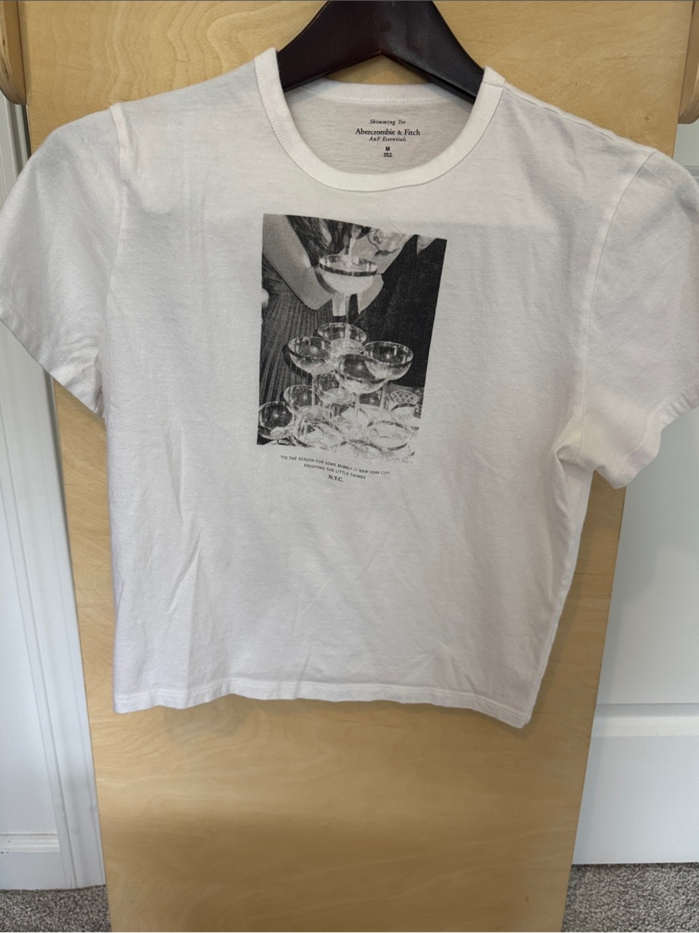 Abercrombie & Fitch White Short-Sleeve Tee with Black Photo Graphic